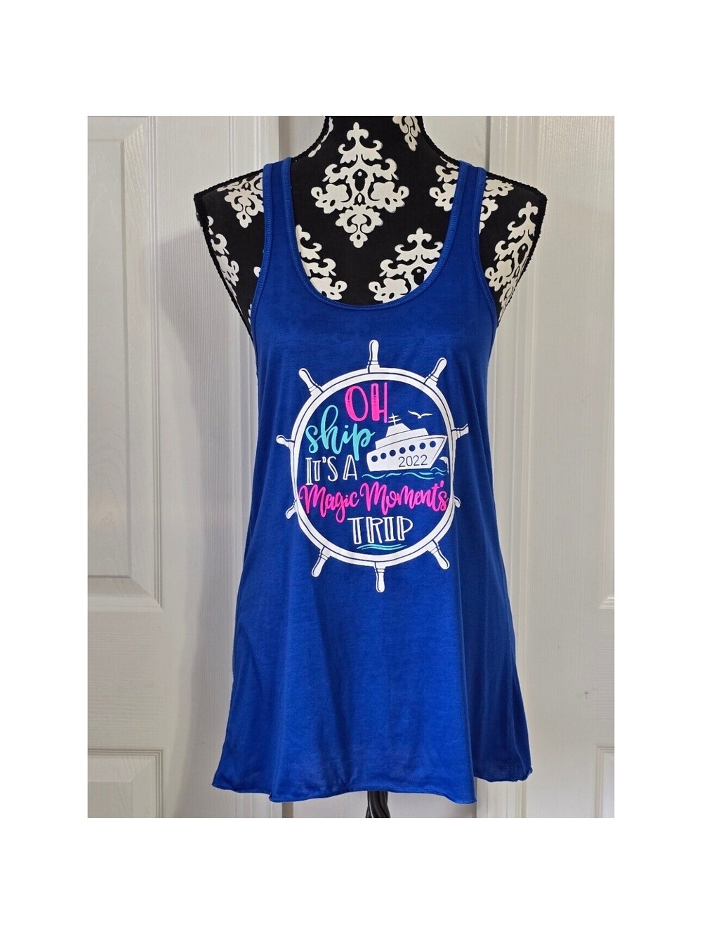 Bella+Canvas Flowy Collection Blue Racerback Tank Top Large
